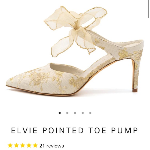 Something Bleu Bridal Elvie Cream and Gold Heels - Picture 1 of 6